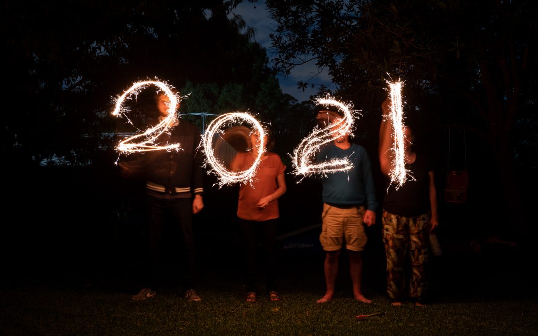celebrating 2021 with sparklers