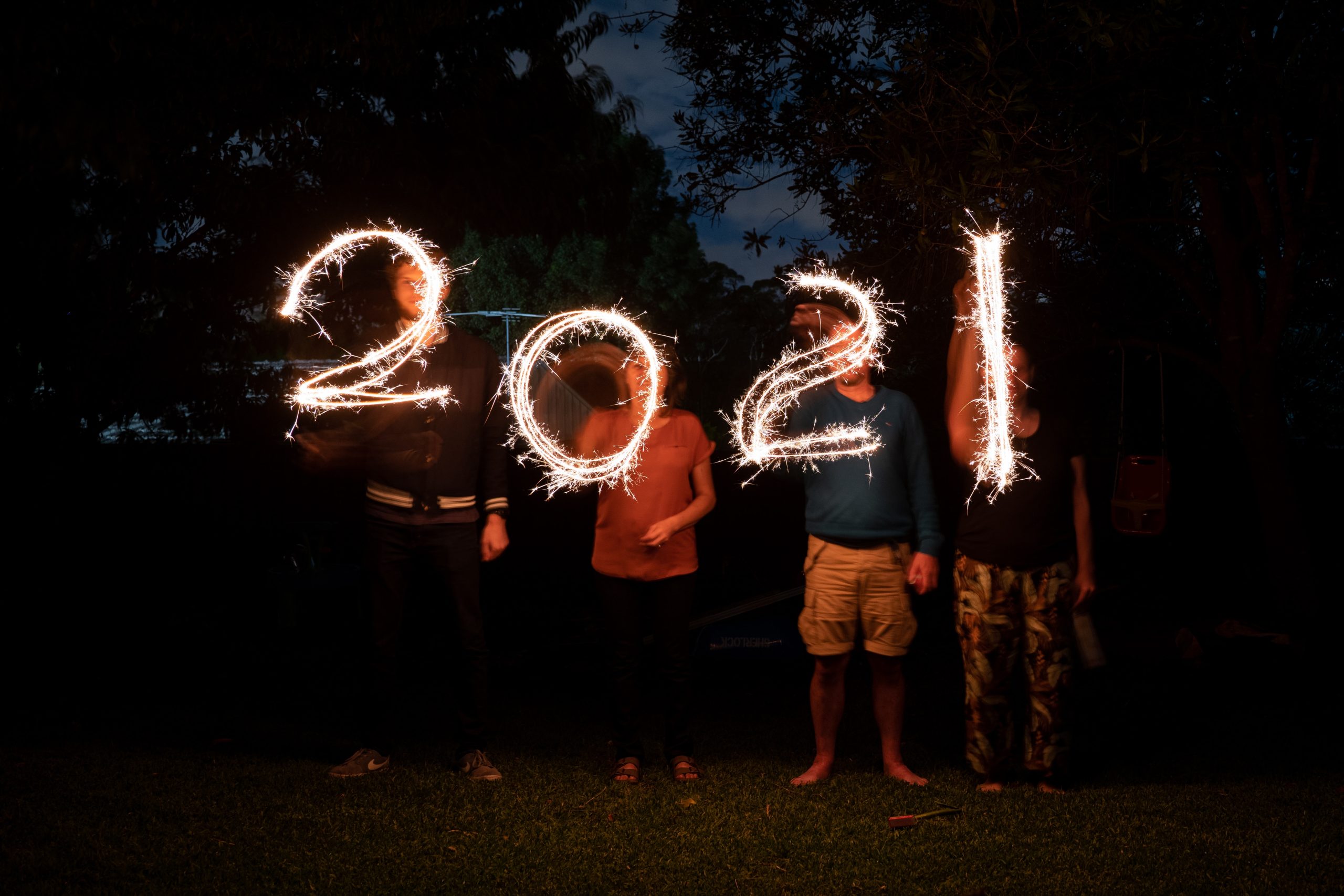 celebrating 2021 with sparklers