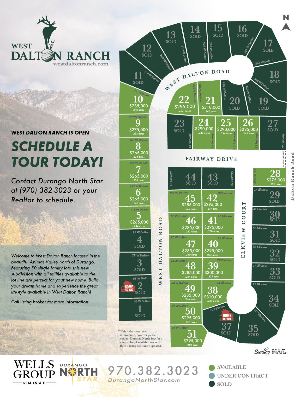 Map of available lots in West Dalton Ranch as of March 2026